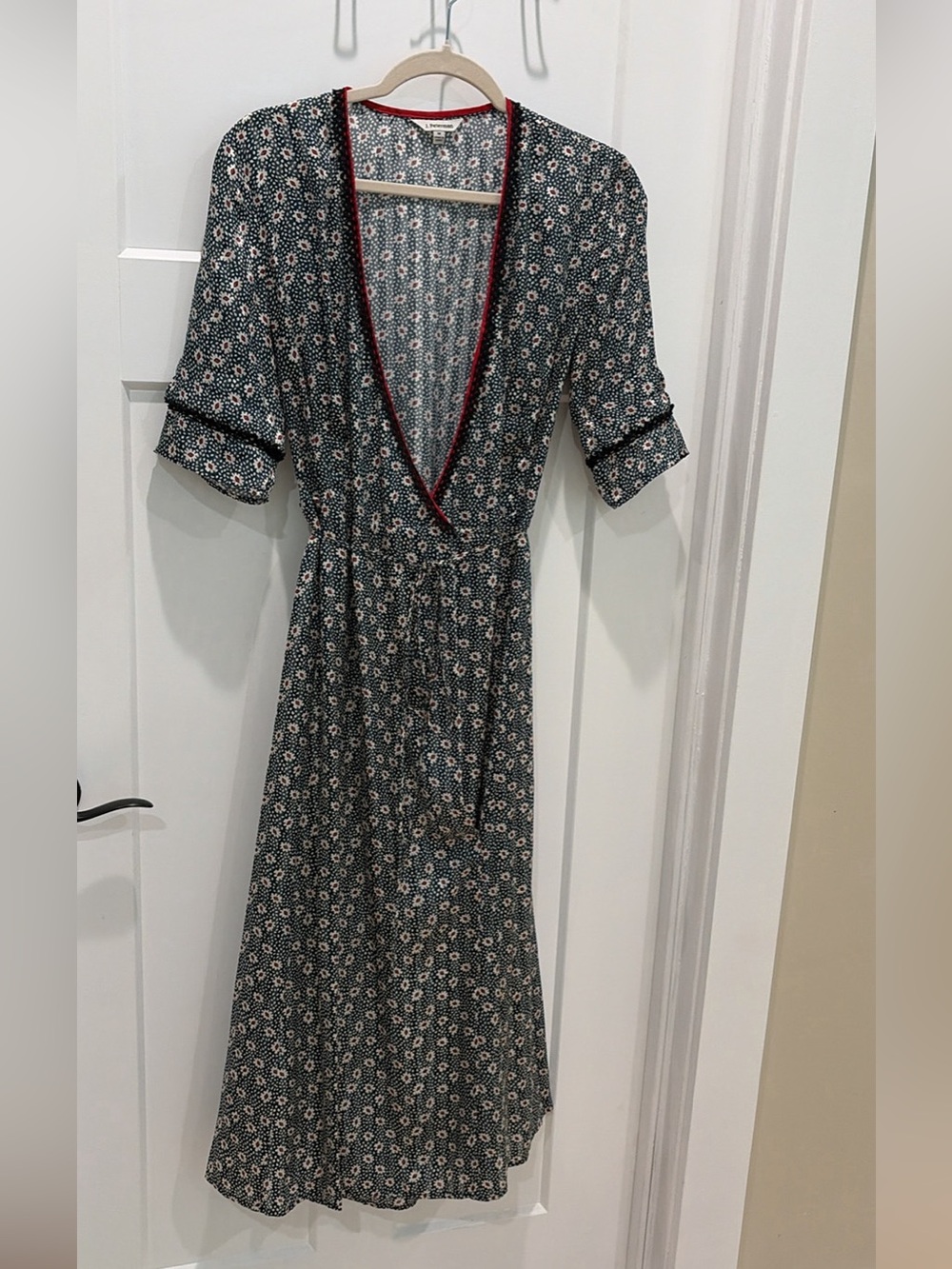 J.Peterman silk Floral Wrap Midi Dress size M